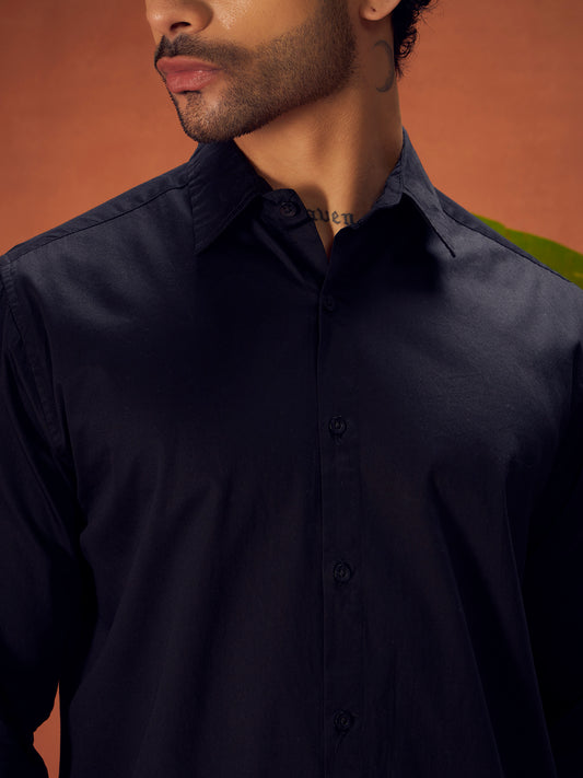 PURE THREAD COTTON SHIRT | Rich Black