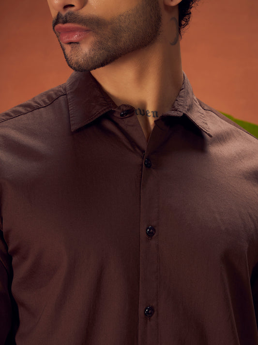 PURE THREAD COTTON SHIRT | Wood Brown