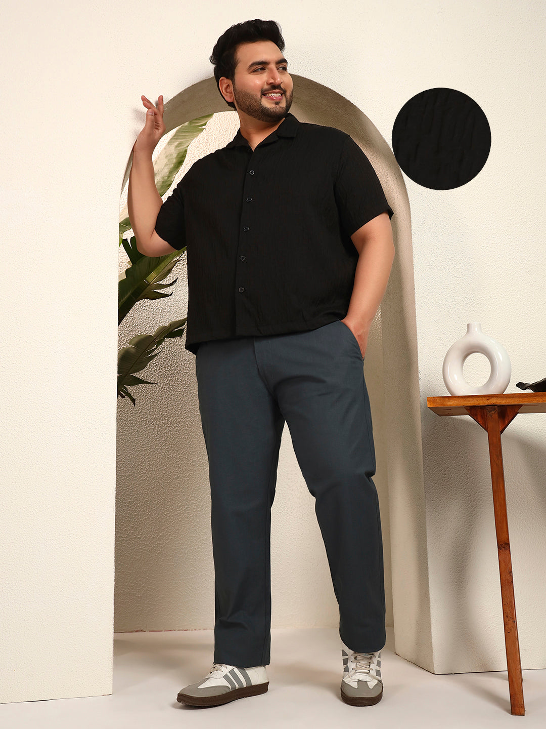 GHOST PATTERN SHIRT PLUS | Midnight Black