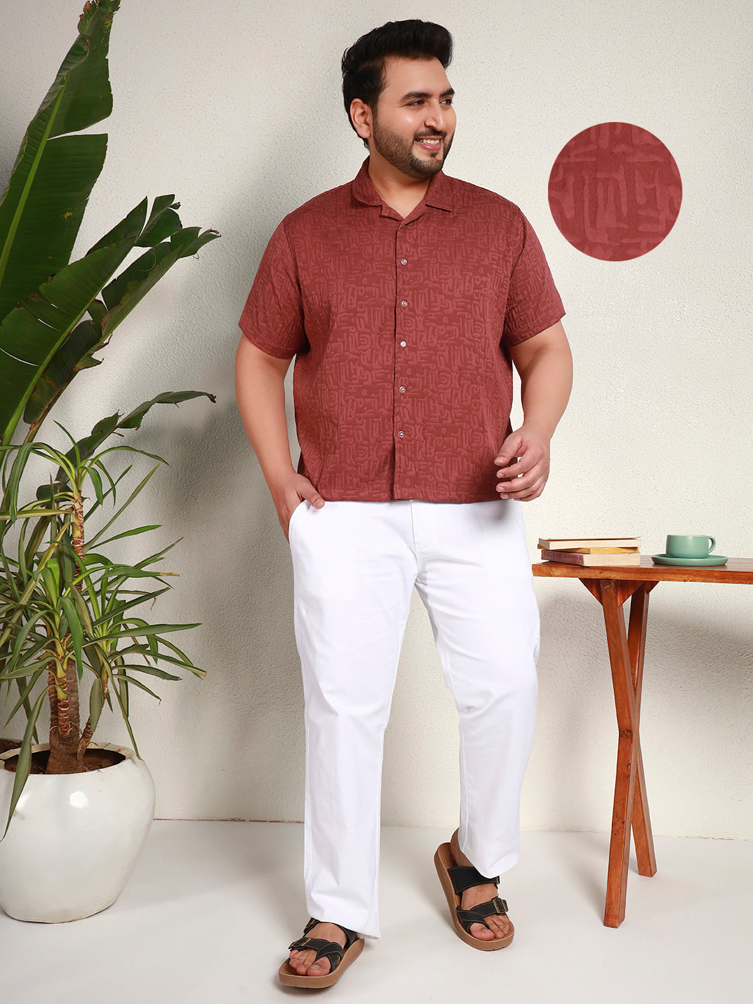 GHOST PATTERN SHIRT PLUS | Poppy Red