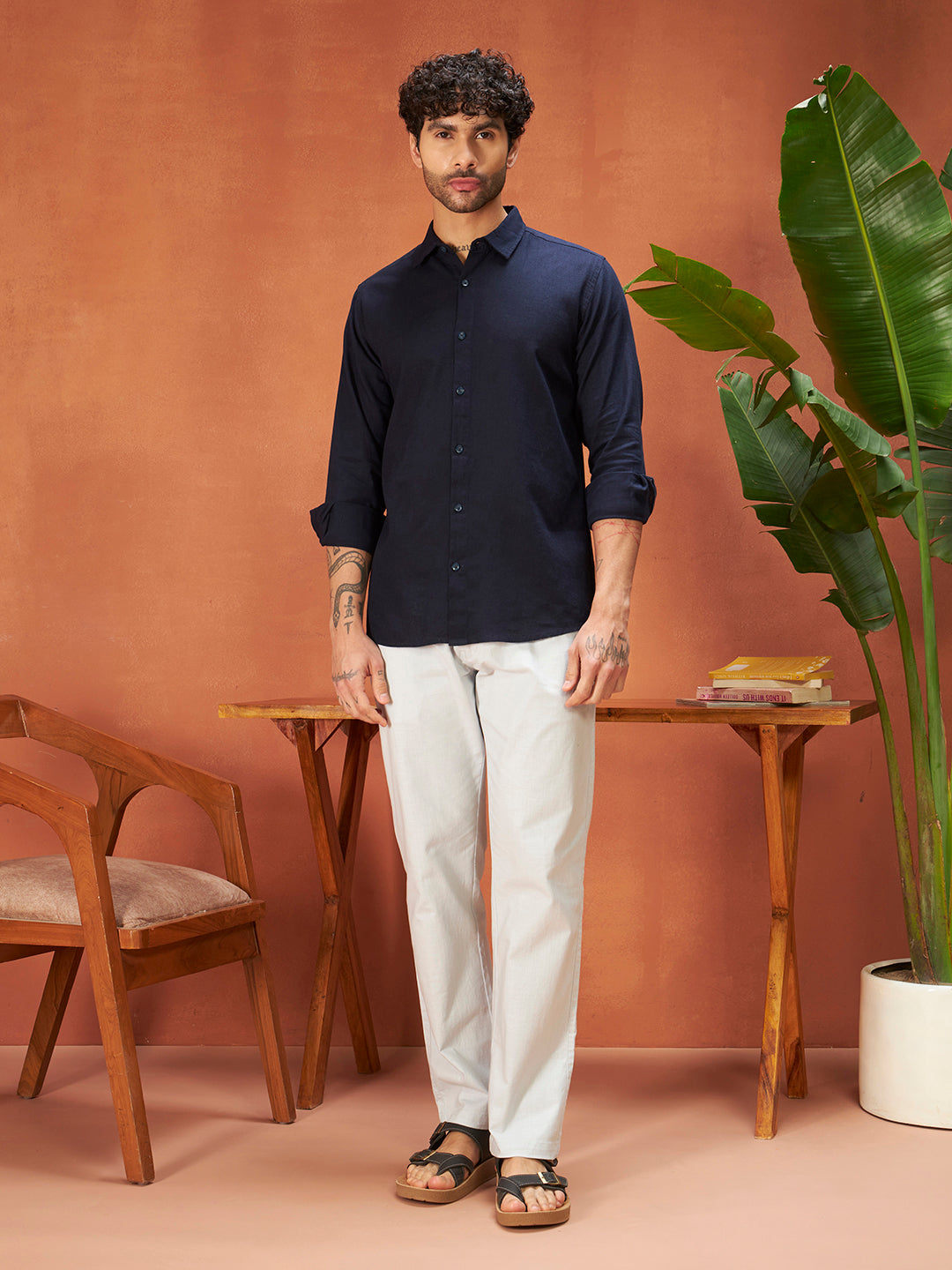 THE GENTS LINEN SHIRT | Navy Blue