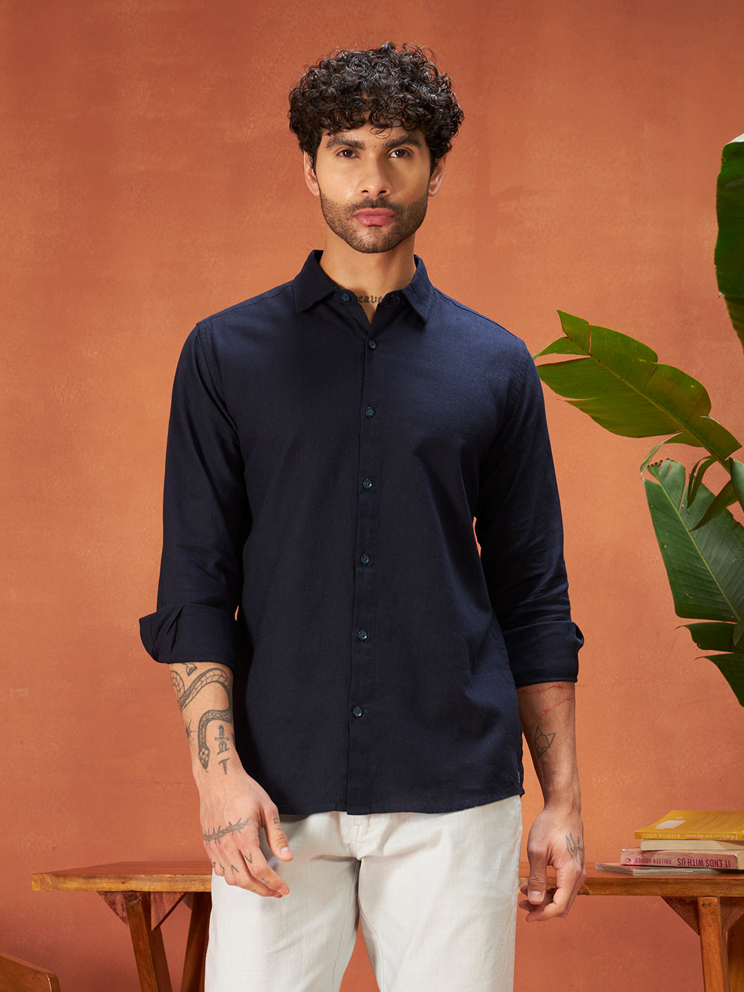 THE GENTS LINEN SHIRT | Navy Blue