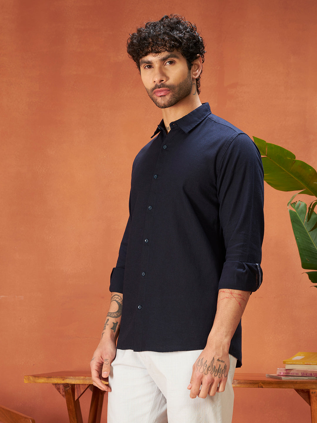 THE GENTS LINEN SHIRT | Navy Blue