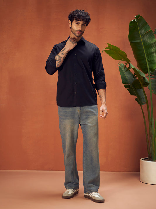 PURE THREAD COTTON SHIRTS | Rich Black