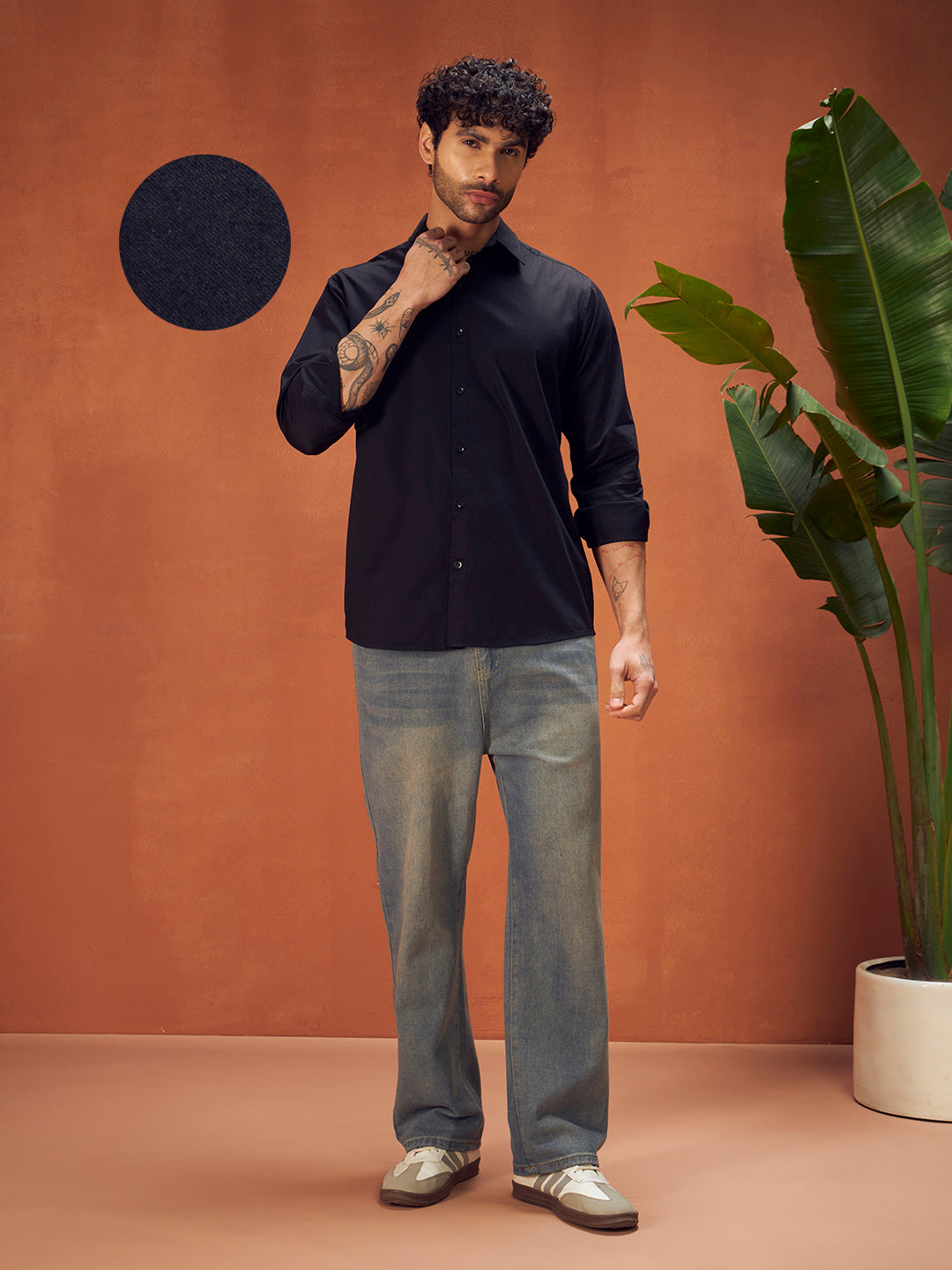 PURE THREAD COTTON SHIRT | Rich Black