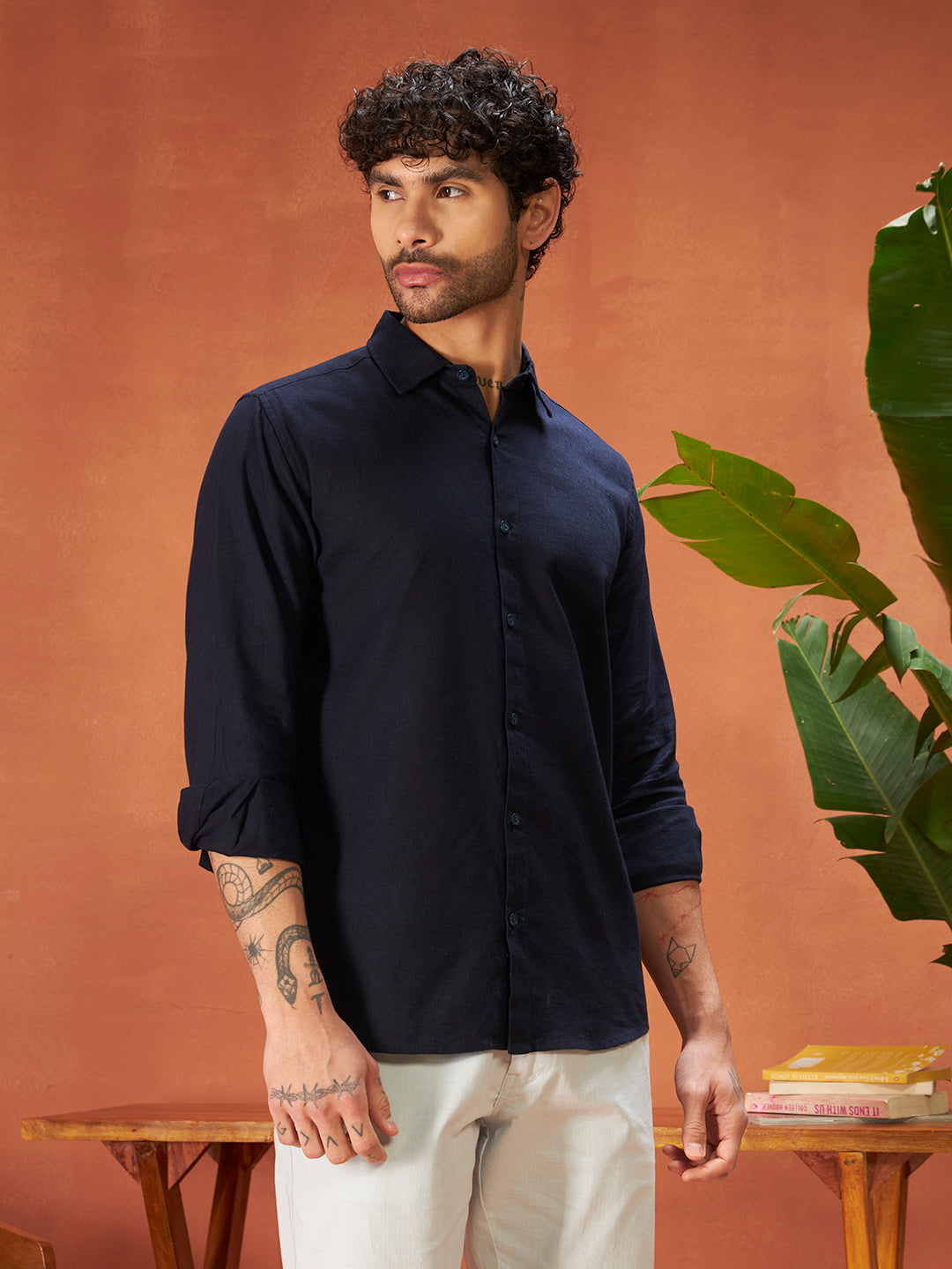 THE GENTS LINEN SHIRT | Navy Blue