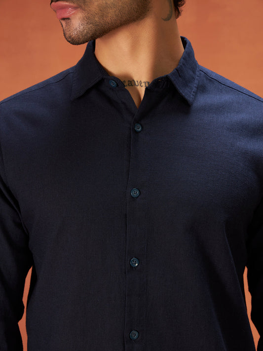 THE GENTS LINEN SHIRT | Navy Blue