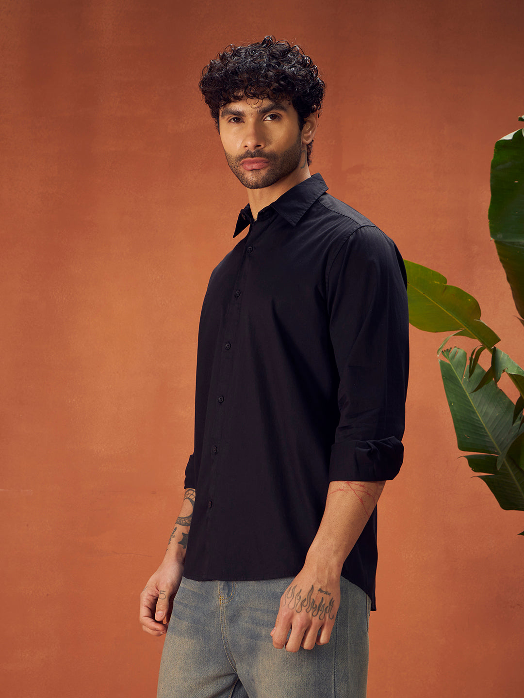 PURE THREAD COTTON SHIRT | Rich Black