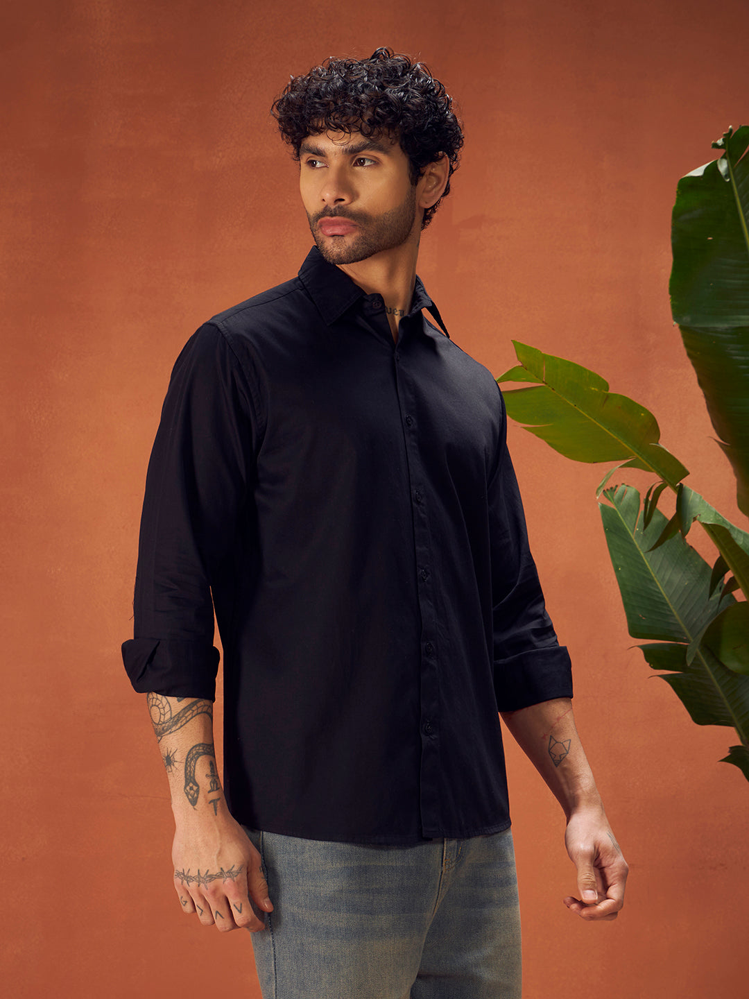 PURE THREAD COTTON SHIRT | Rich Black