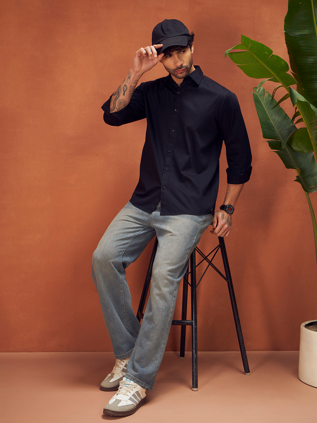 PURE THREAD COTTON SHIRT | Rich Black