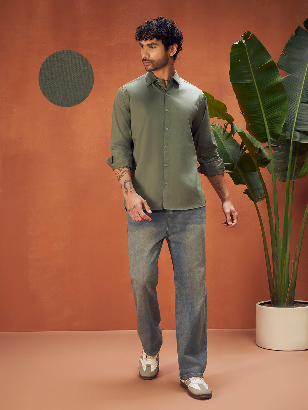 PURE THREAD COTTON SHIRT | Olive Green