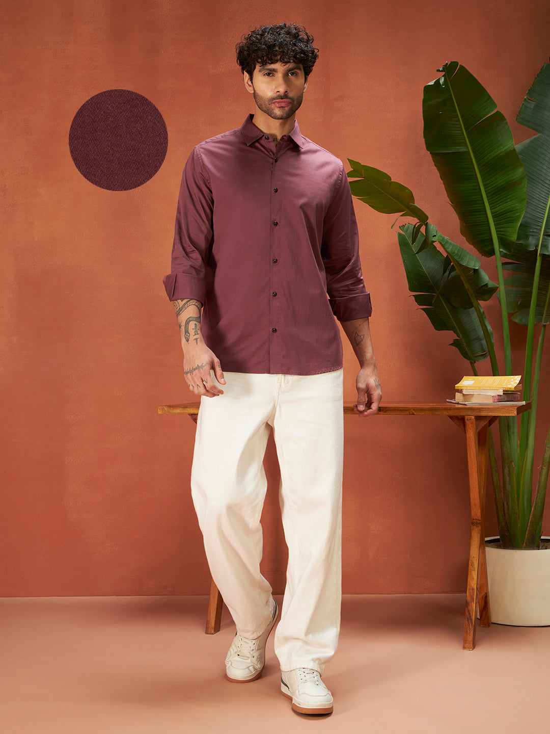 PURE THREAD COTTON SHIRTS | Wine Red