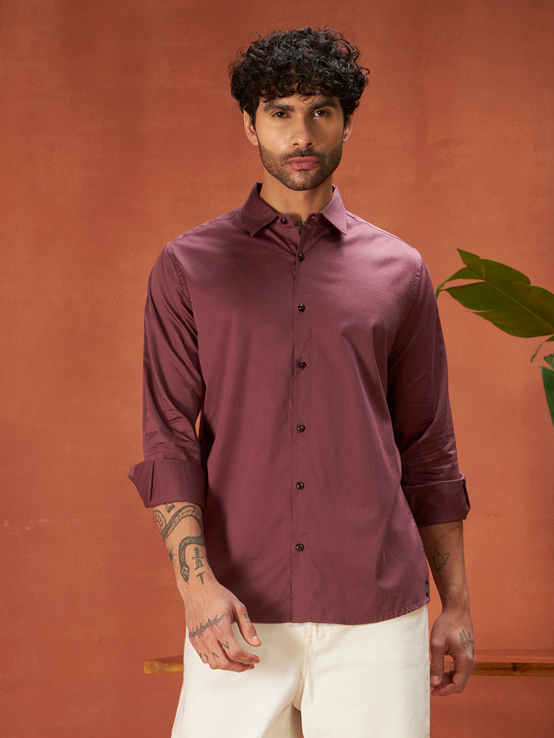 PURE THREAD COTTON SHIRTS | Wine Red