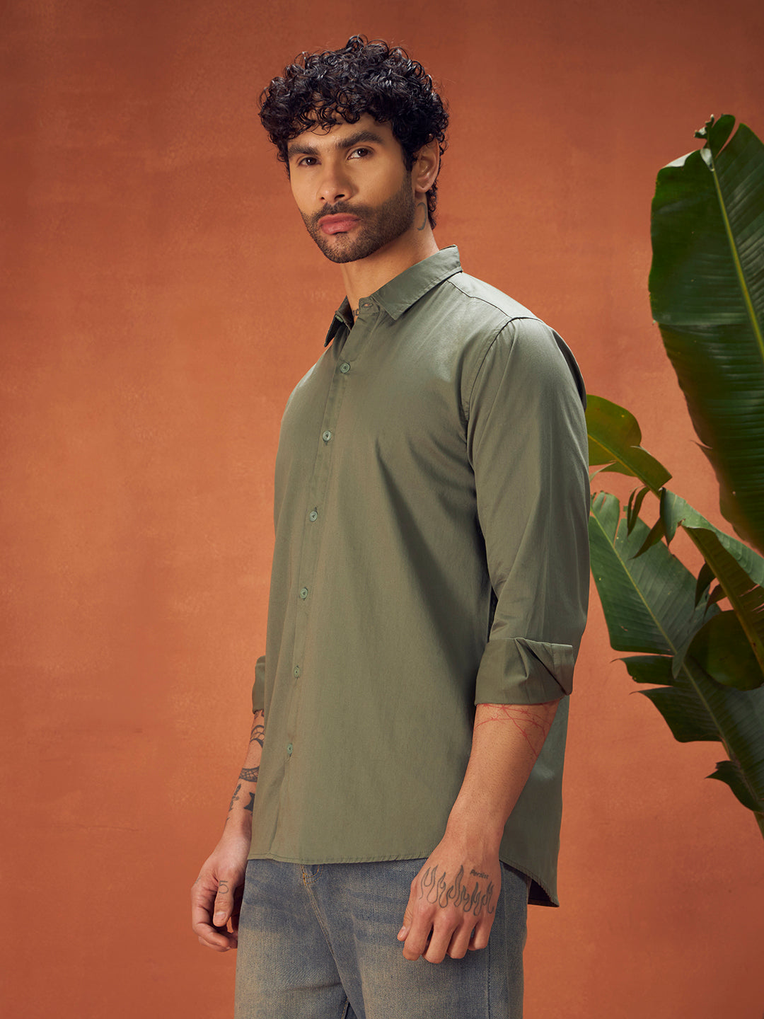 PURE THREAD COTTON SHIRT | Olive Green