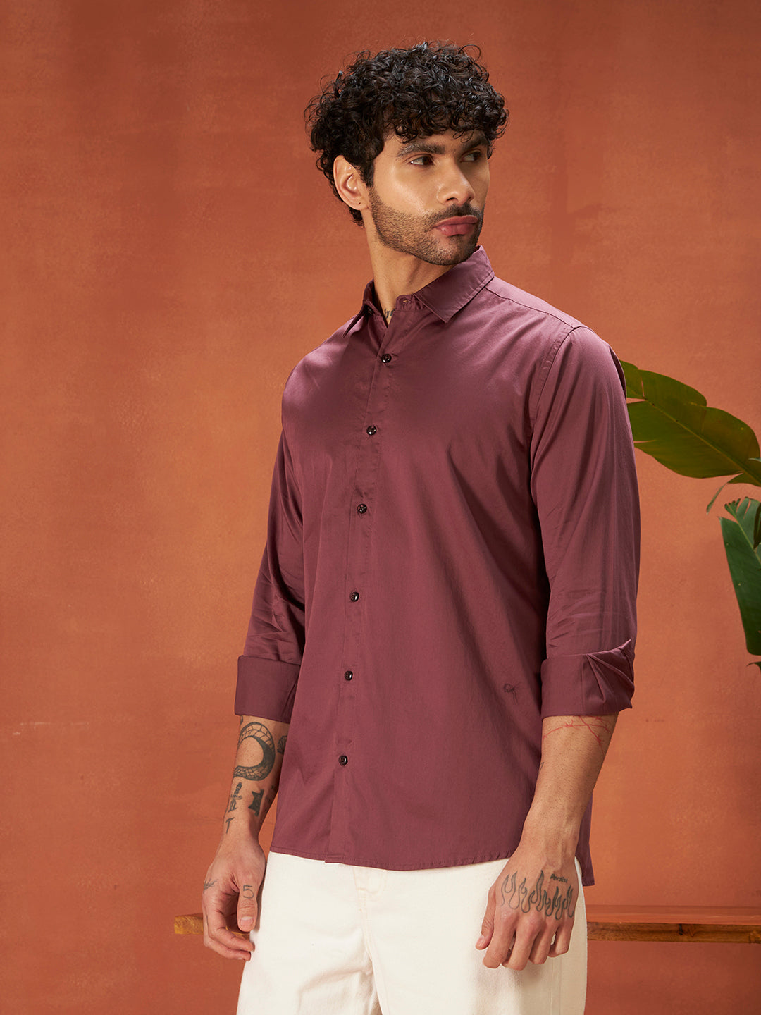 PURE THREAD COTTON SHIRTS | Wine Red