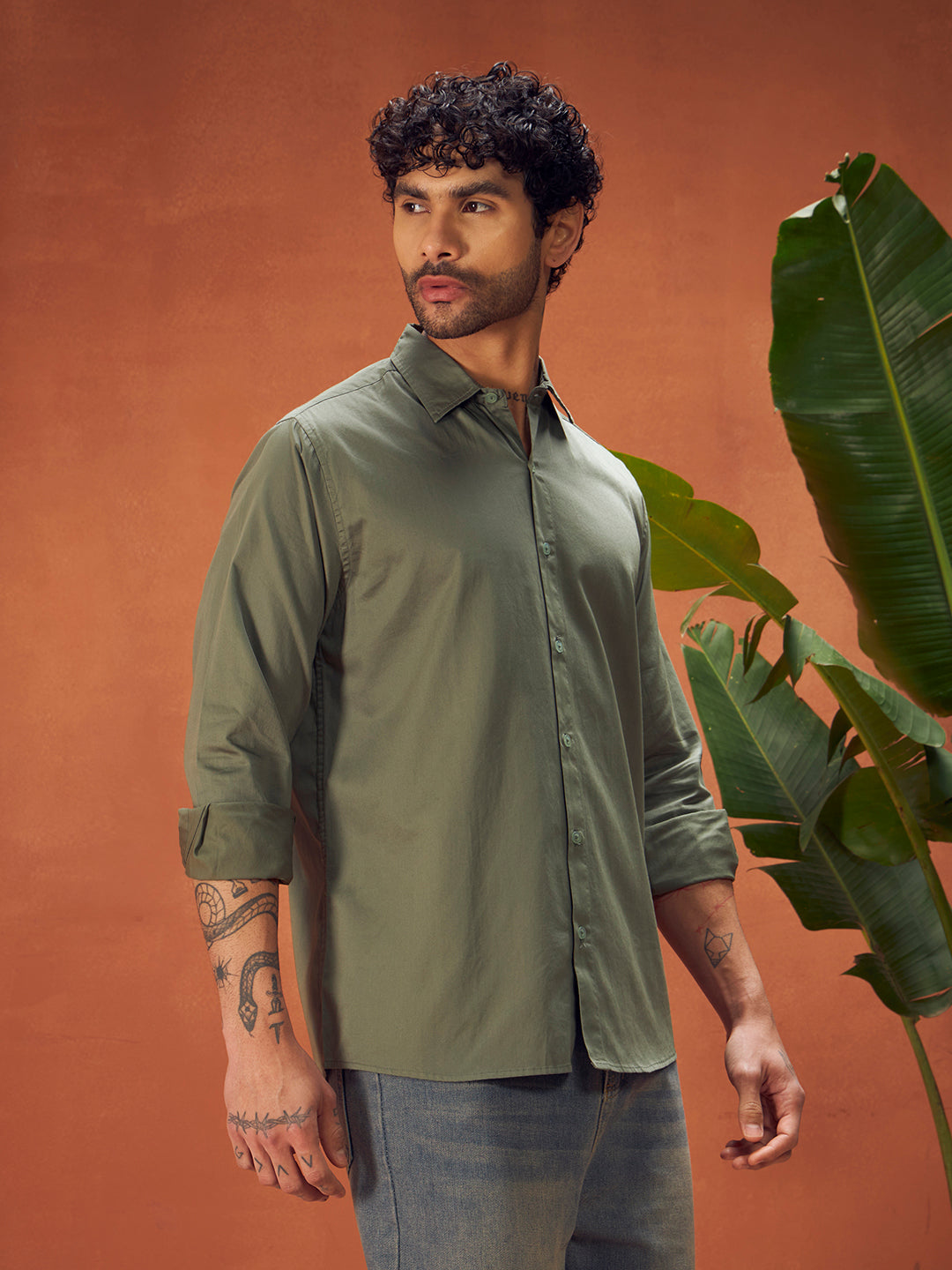 PURE THREAD COTTON SHIRT | Olive Green