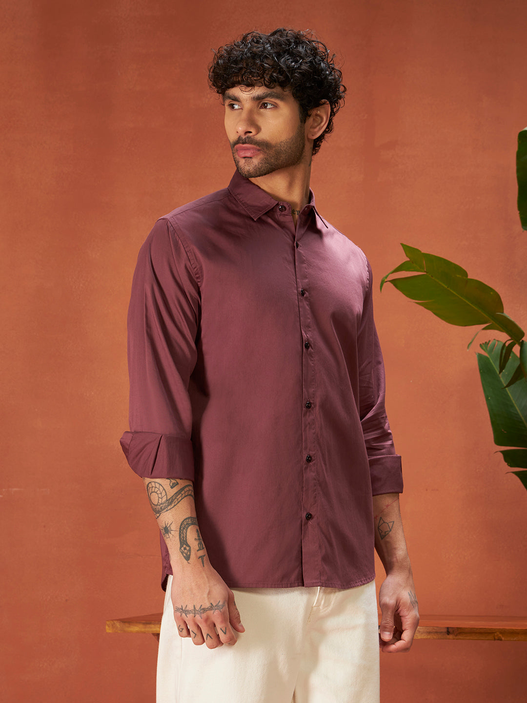 PURE THREAD COTTON SHIRTS | Wine Red