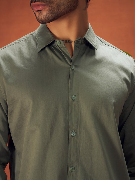 PURE THREAD COTTON SHIRT | Olive Green