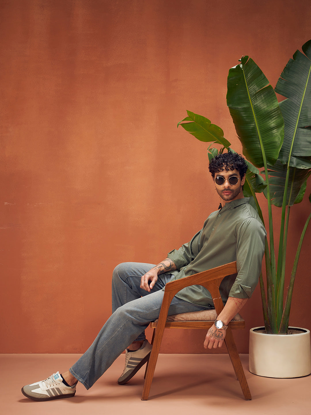 PURE THREAD COTTON SHIRT | Olive Green