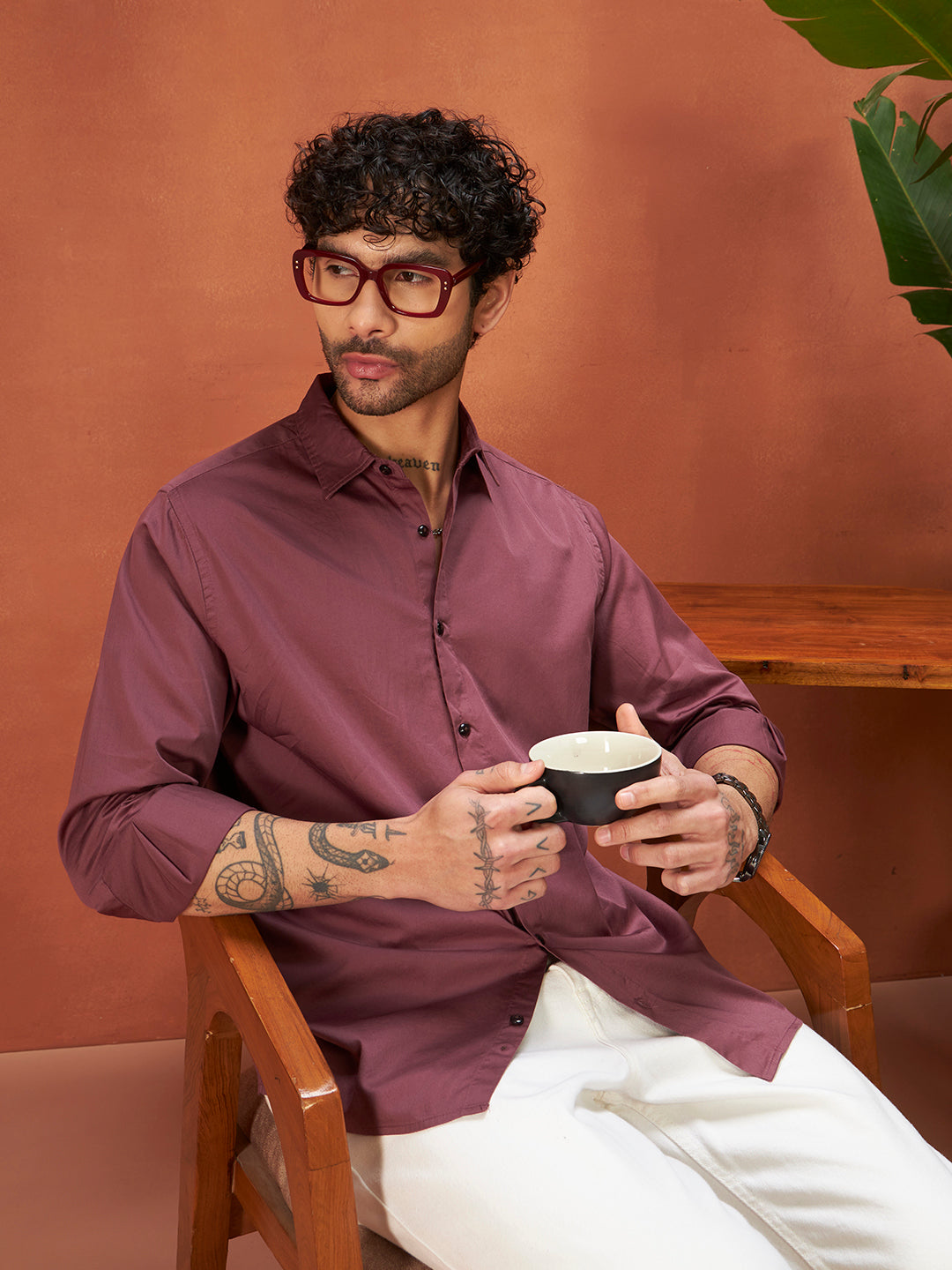 PURE THREAD COTTON SHIRTS | Wine Red