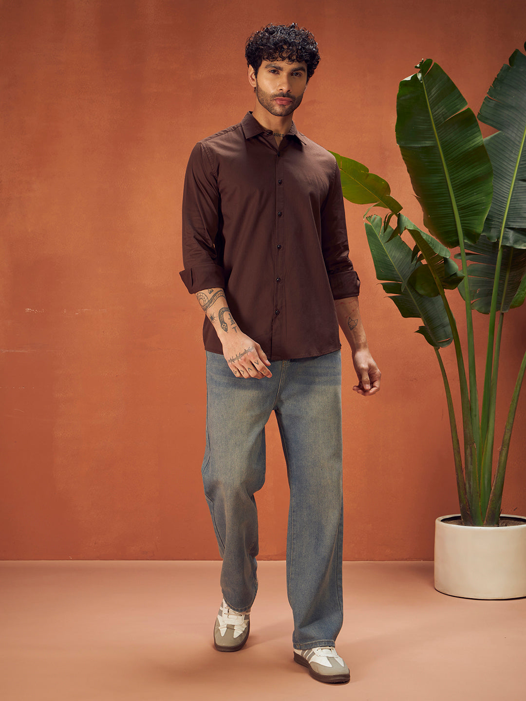 PURE THREAD COTTON SHIRT | Wood Brown