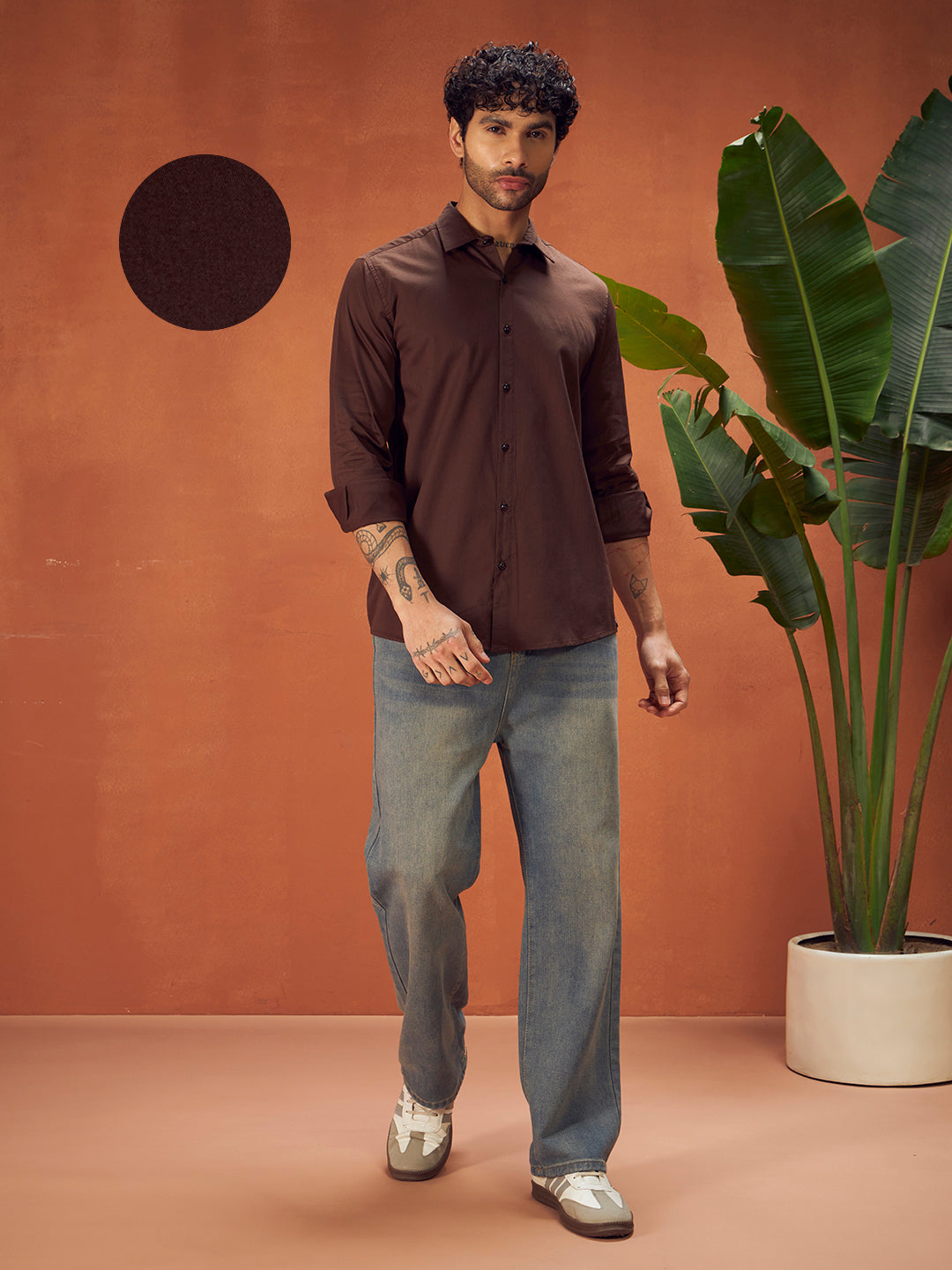 PURE THREAD COTTON SHIRT | Wood Brown