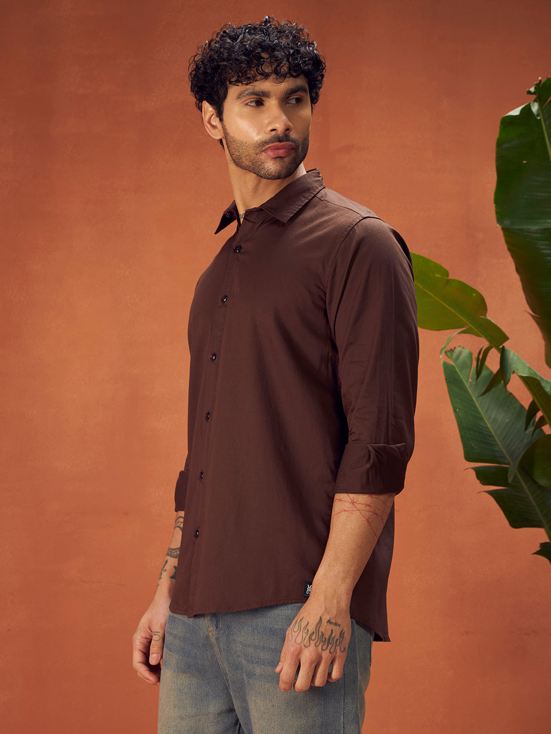PURE THREAD COTTON SHIRT | Wood Brown
