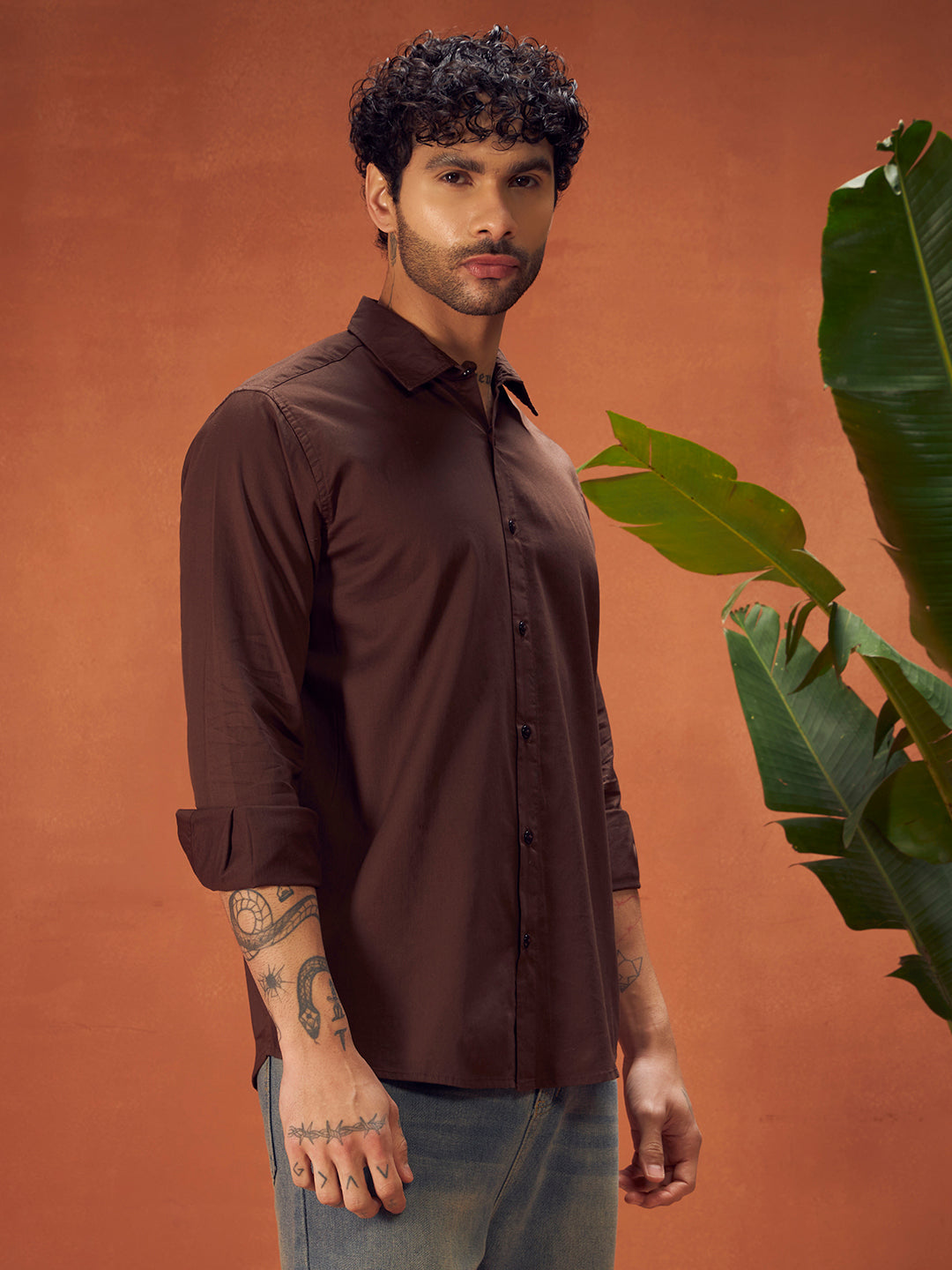 PURE THREAD COTTON SHIRT | Wood Brown