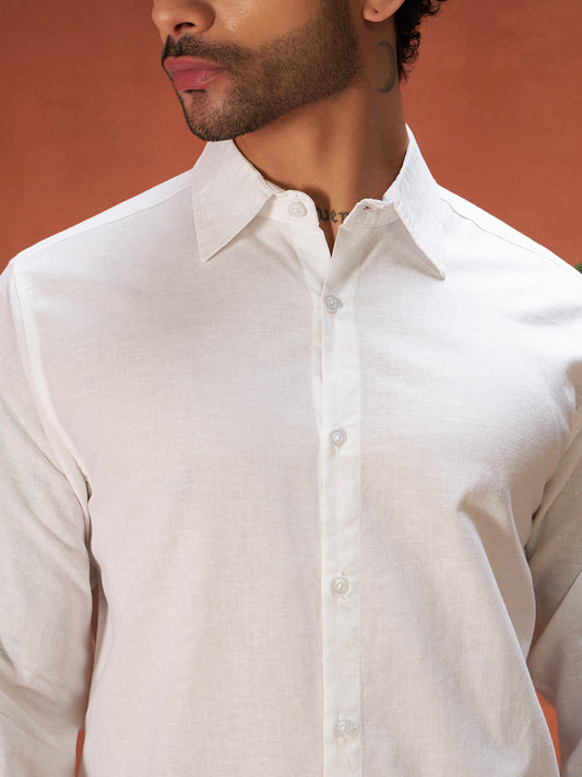 SILENT LUXURY LINEN SHIRT | Stark White