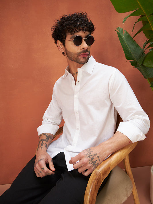 SILENT LUXURY LINEN SHIRT | Stark White