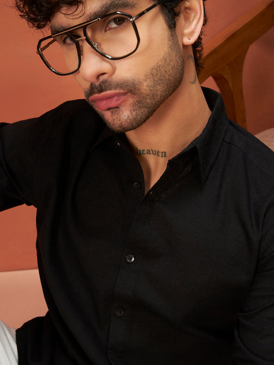 SILENT LUXURY LINEN SHIRT | Onyx Black