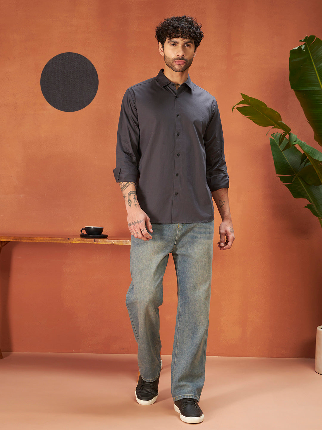 PURE THREAD COTTON SHIRT | Pebble Grey