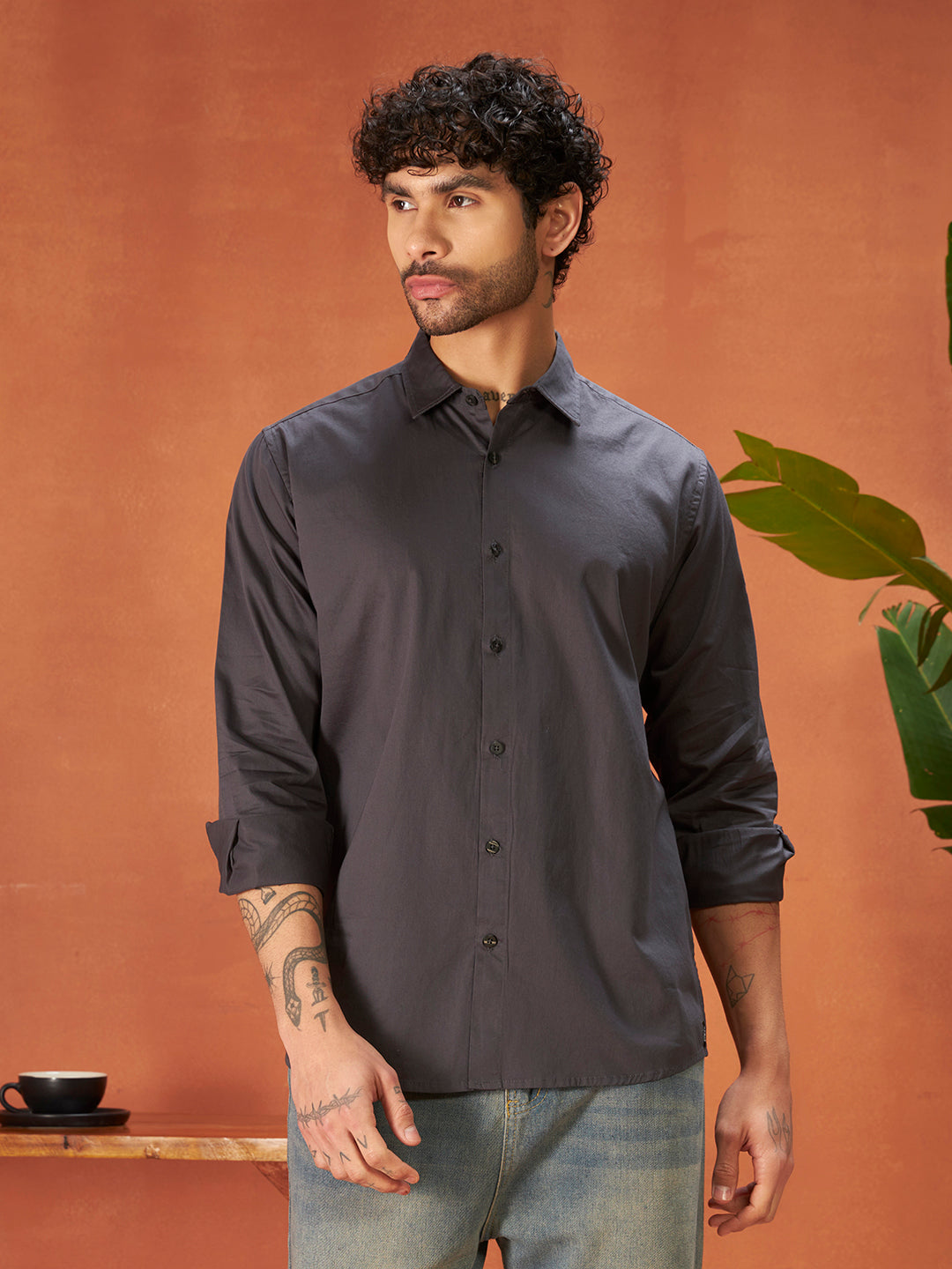 PURE THREAD COTTON SHIRT | Pebble Grey