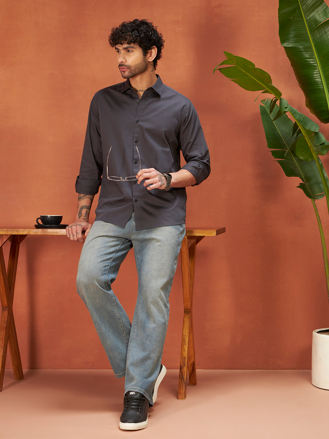 PURE THREAD COTTON SHIRT | Pebble Grey