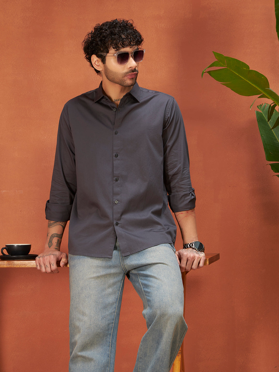 PURE THREAD COTTON SHIRT | Pebble Grey