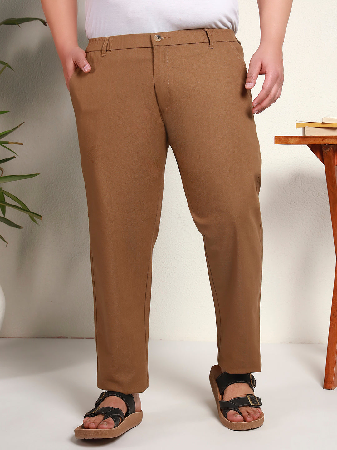 SIGNATURE LINEN PANTS PLUS | Mahogany Brown