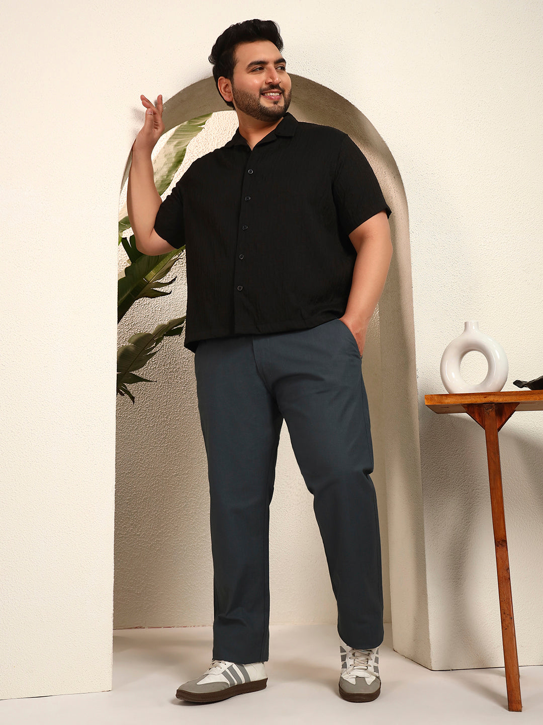 GHOST PATTERN SHIRT PLUS | Midnight Black