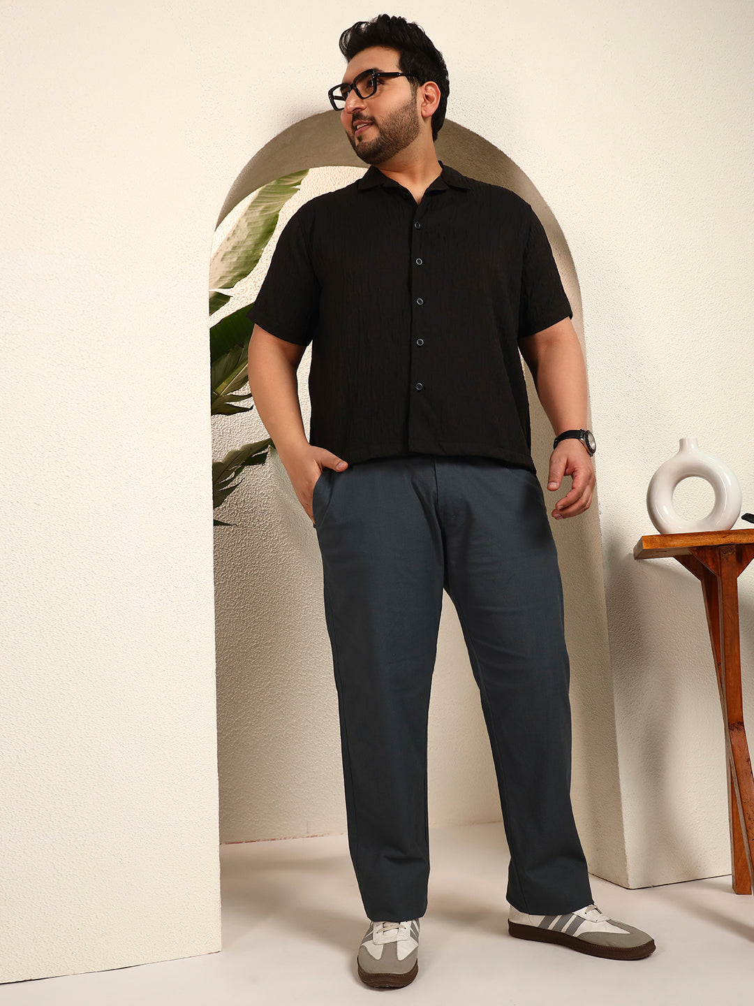 GHOST PATTERN SHIRT PLUS | Midnight Black