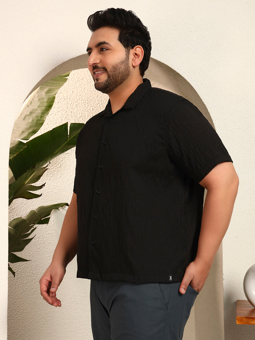 GHOST PATTERN SHIRT PLUS | Midnight Black