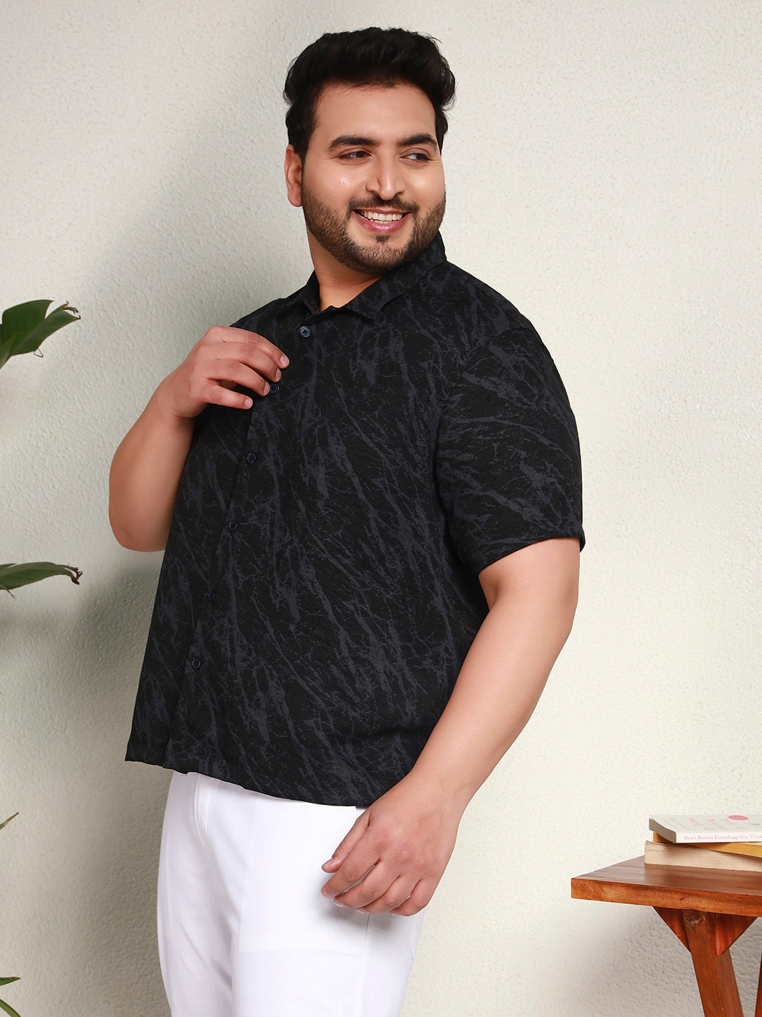 MARBLE FLOW SHIRT PLUS | Ebony Black