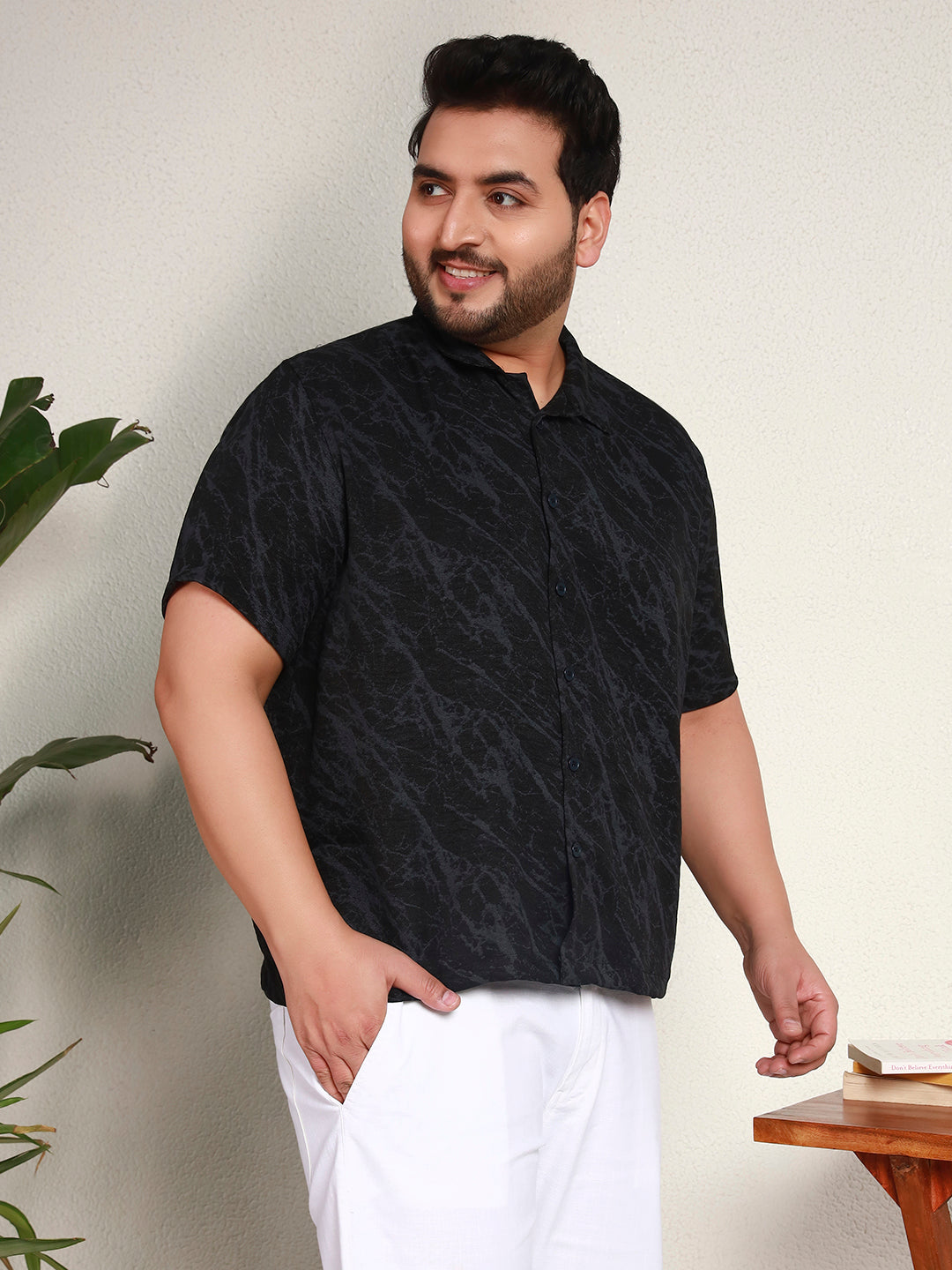 MARBLE FLOW SHIRT PLUS | Ebony Black