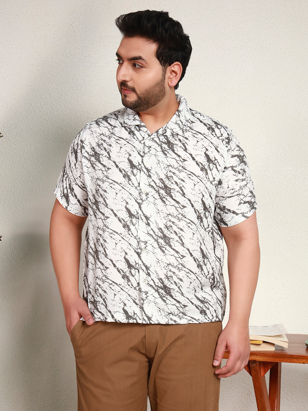 MARBLE FLOW SHIRT PLUS | Smoke White