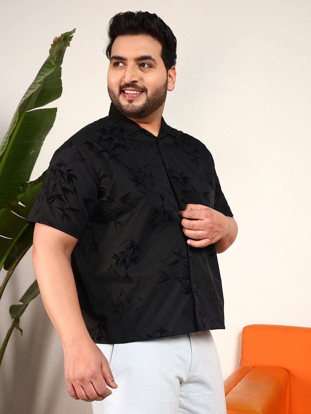 MIDNIGHT BLOOM SHIRT PLUS | Ebony Black